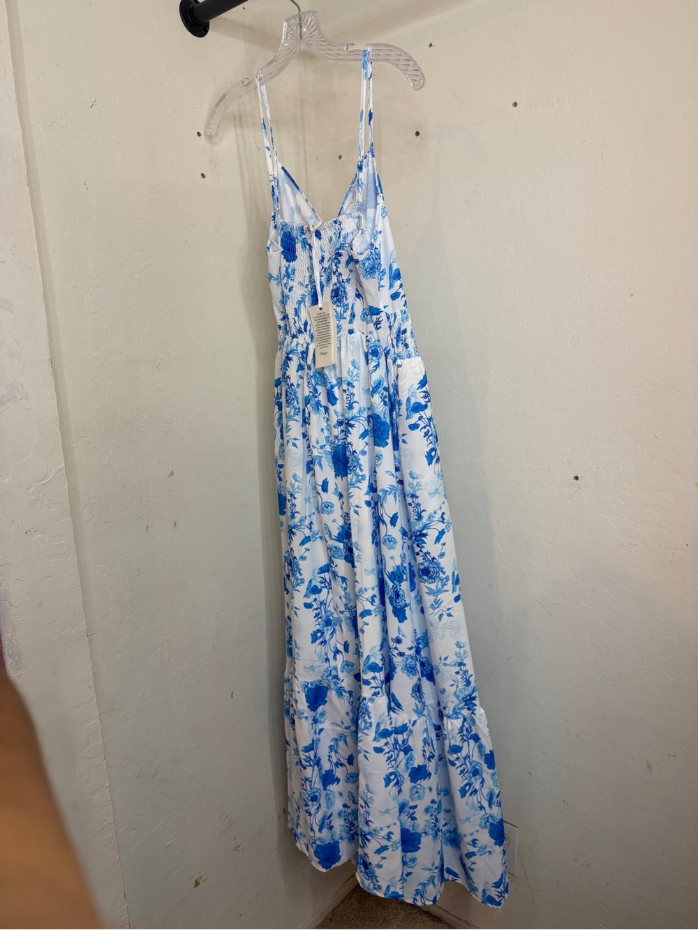 Floral Blue & White Maxi One-Piece Dress